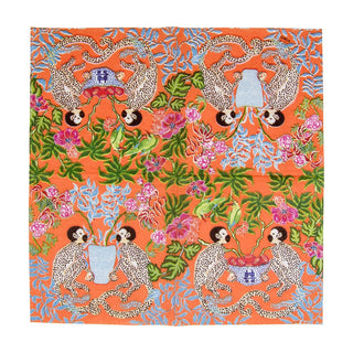 Caspari Monkeys Orange Napkin Cocktail 15921C