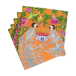 Caspari Monkeys Orange Napkin Luncheon 15921L