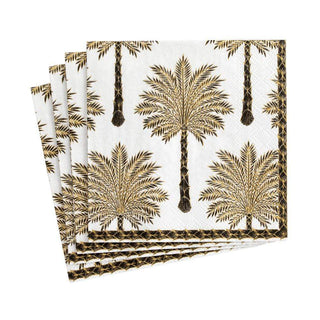 Caspari Grand Palms Black Napkin Cocktail 15932C