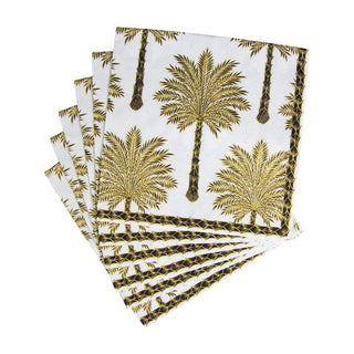 Caspari Grand Palms Black Napkin Luncheon 15932L