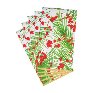 Caspari Berries And Pine Guest Towel 15990G