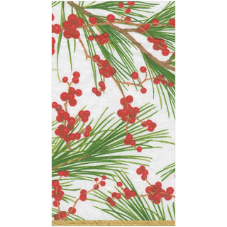 Caspari Berries And Pine Guest Towel 15990G