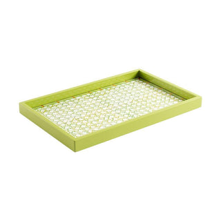 Caspari Trellis-Green Lacquer Sm Rect Tray-8 7/8 X 13 3/4 16071LQSMREC