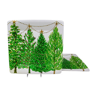 Caspari Christmas Trees With Lights  Sq Dinner Plates Square 16150DP