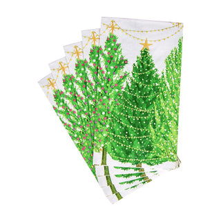 Caspari Christmas Trees With Lights Guest Towel 16150G