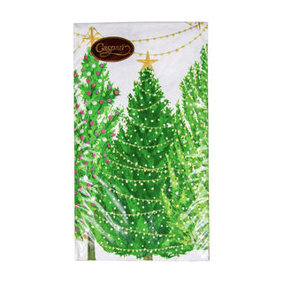 Caspari Christmas Trees With Lights Guest Towel 16150G