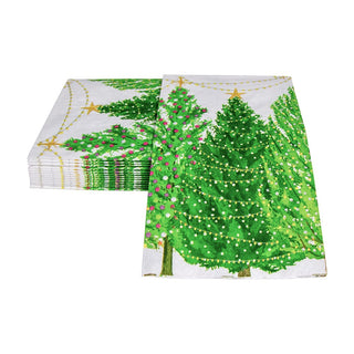 Caspari Christmas Trees With Lights Guest Towel 16150G