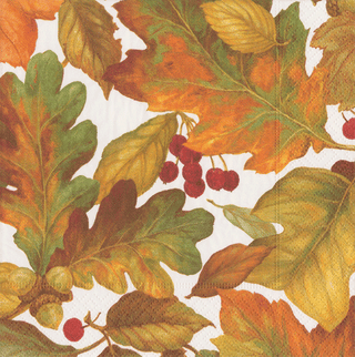 Caspari Autumn Leaves 2  Napkin Box Cocktail - 40 per box 16260B