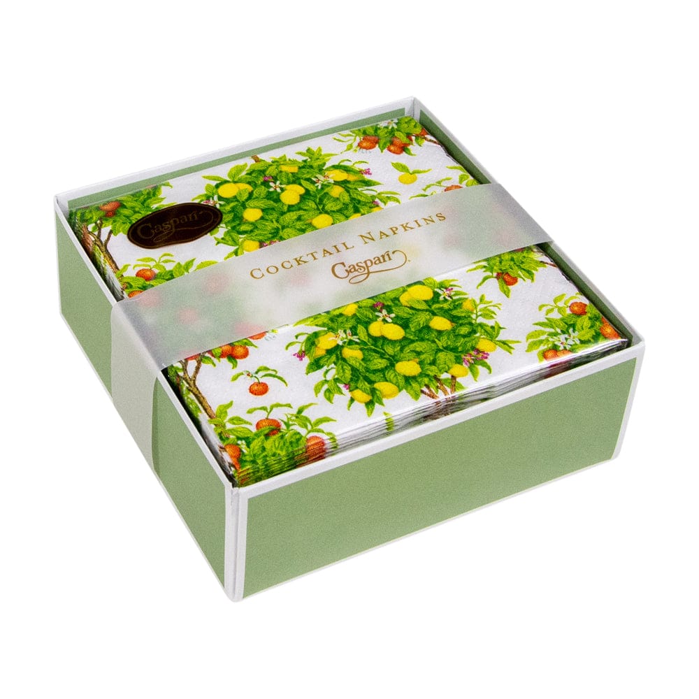 Caspari Citrus Topiaries Cocktail Napkins - Thumbnail 4