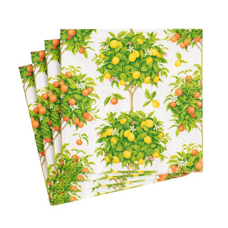 Caspari Citrus Topiaries White Napkin Cocktail 16380C