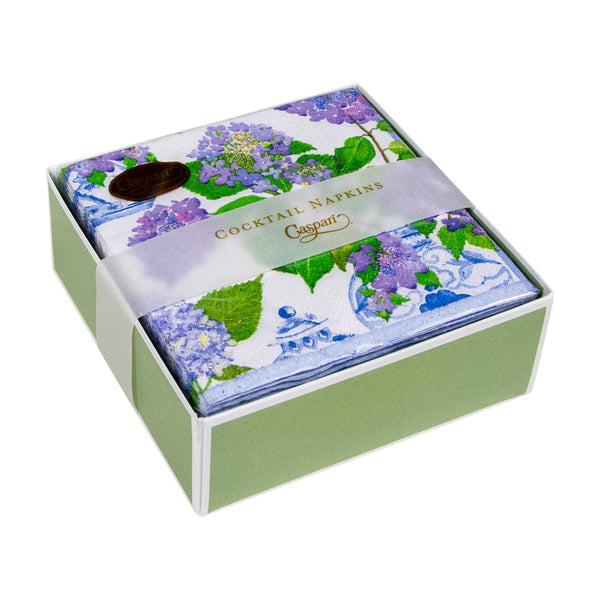 16400B, Hydrangeas And Porcelain Napkin Box Cocktail - 40 per box