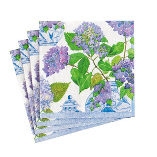 Caspari Hydrangeas And Porcelain Napkin Cocktail 16400C