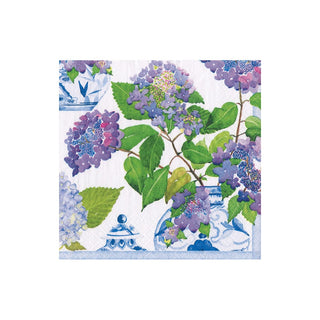 Caspari Hydrangeas And Porcelain Napkin Cocktail 16400C