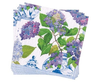 Caspari Hydrangeas and Porcelain Paper Dinner Napkins - 20 Per Package 16400D