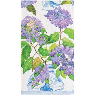 Caspari Hydrangeas And Porcelain Guest Towel 16400G