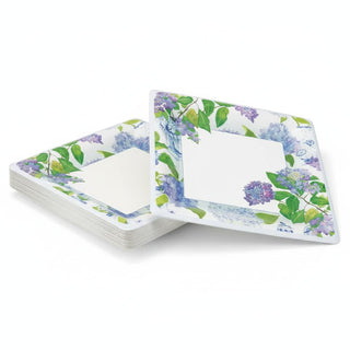 Caspari Hydrangeas and Porcelain Square Salad/Dessert Plates - pack of 8 16400SP