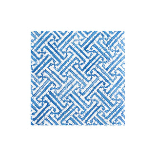 Caspari Fretwork Blue Napkin Cocktail 16450C