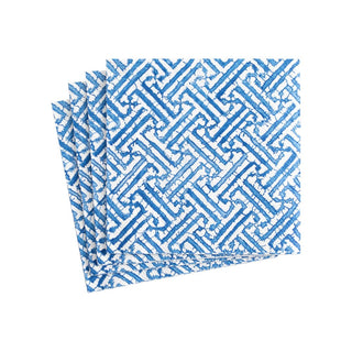 Caspari Fretwork Blue Napkin Cocktail 16450C
