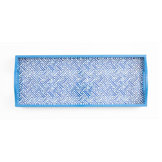Caspari Fretwork Blue Lacquer Bar Tray-20X8 16450LQBAR