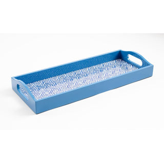 Caspari Fretwork Blue Lacquer Bar Tray-20X8 16450LQBAR