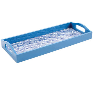 Caspari Fretwork Blue Lacquer Bar Tray-20X8 16450LQBAR