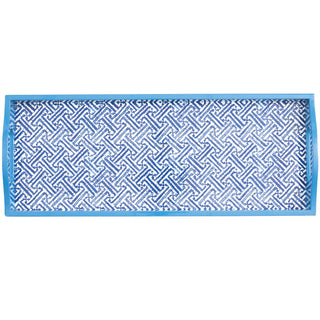 Caspari Fretwork Blue Lacquer Bar Tray-20X8 16450LQBAR