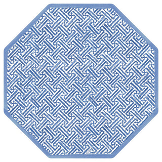 Caspari Fretwork Blue Ttop Placemat Lacquer Octagonal 15 16450LQPMOCT