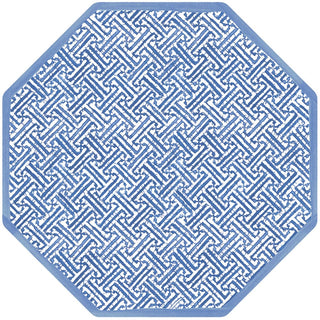 Caspari Fretwork Blue Ttop Placemat Lacquer Octagonal 15 16450LQPMOCT