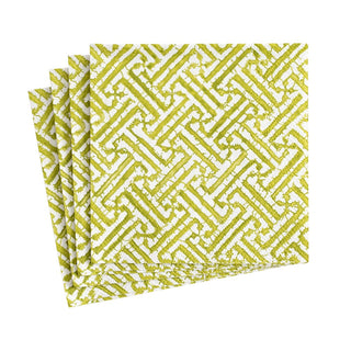 Caspari Fretwork Moss Green Napkin Cocktail 16451C