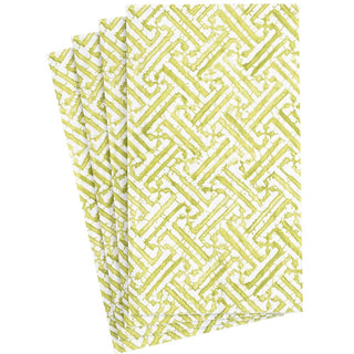 Caspari Fretwork Moss Green Guest Towel 16451G