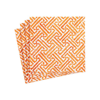 Caspari Fretwork Orange Napkin Cocktail 16452C