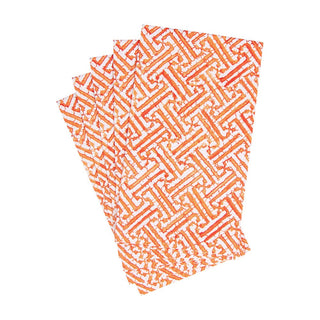 Caspari Fretwork Orange Guest Towel - package of 15 16452G