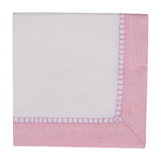 Caspari Linen Border Petal Pink Napkin Cocktail 16510C