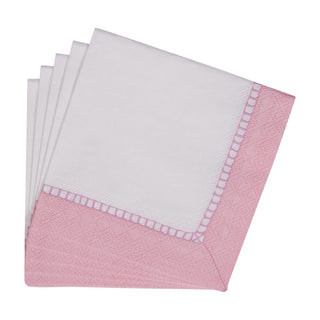 Caspari Linen Border Petal Pink Napkin Cocktail 16510C