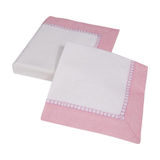 Caspari Linen Border Petal Pink Napkin Cocktail 16510C