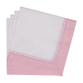 Caspari Linen Border Petal Pink Napkin Cocktail 16510C