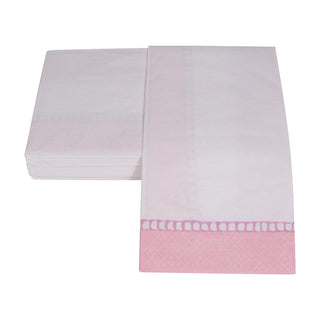 Caspari Linen Border Petal Pink Guest Towel 16510G