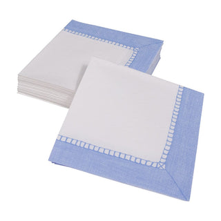Caspari Linen Border Light Blue Napkin Cocktail - 20 count 16511C