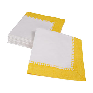 Caspari Linen Border Yellow Napkin Cocktail 16512C