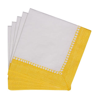 Caspari Linen Border Yellow Napkin Cocktail 16512C