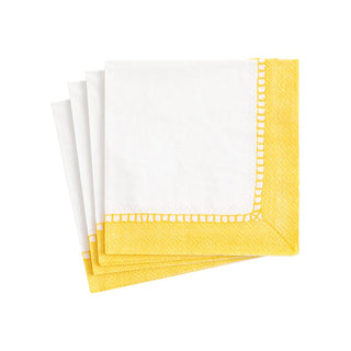 Caspari Linen Border Yellow Napkin Cocktail 16512C