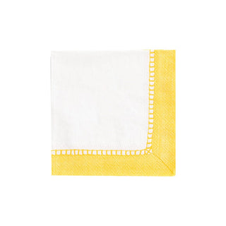 Caspari Linen Border Yellow Napkin Cocktail 16512C