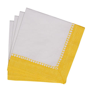 Caspari Linen Border Yellow Napkin Cocktail 16512C