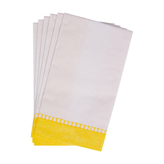 Caspari Linen Border Yellow Guest Towel 16512G