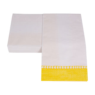 Caspari Linen Border Yellow Guest Towel 16512G