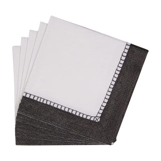 Caspari Linen Border Black Napkin Cocktail 16513C