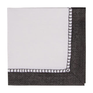 Caspari Linen Border Black Napkin Cocktail 16513C