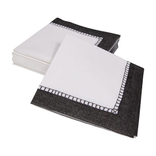 Caspari Linen Border Black Napkin Cocktail 16513C