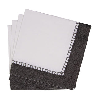 Caspari Linen Border Black Napkin Cocktail 16513C