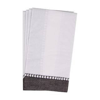 Caspari Linen Border Black Guest Towel 16513G